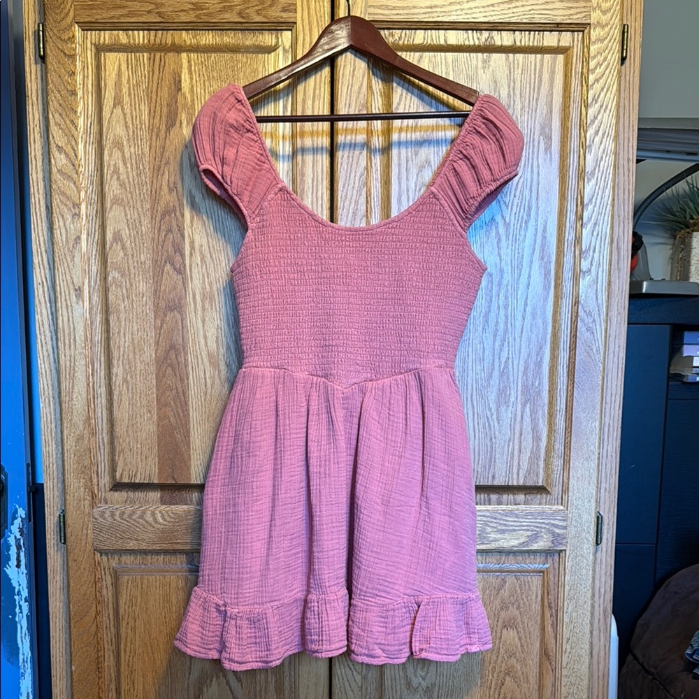 Smocked Bodice Gauze Mini Dress